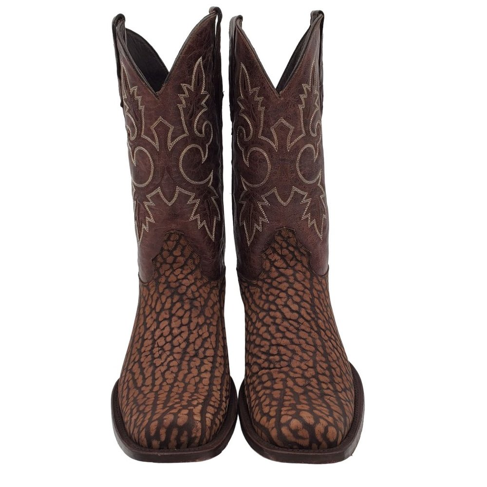 JW Ranch Leon Mexico crafted mens 9.5 brown suede bull neck cowboy western boots - Picture 4 of 16